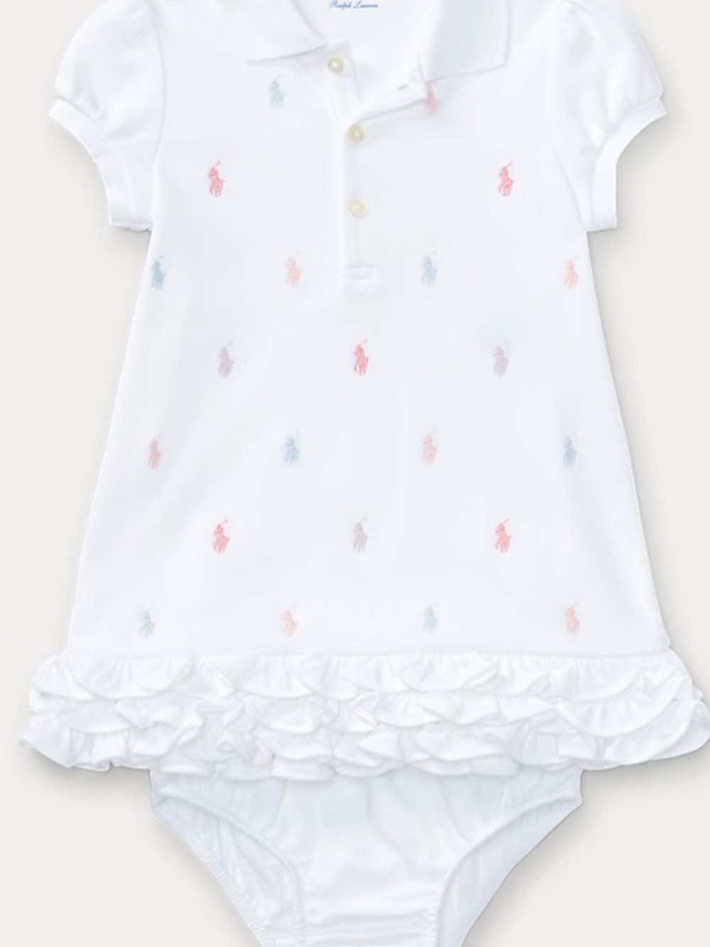 Ralph Lauren White Polo Ruffle Baby Romper with Pastel pony’s 50%OFF SEND OFFERS